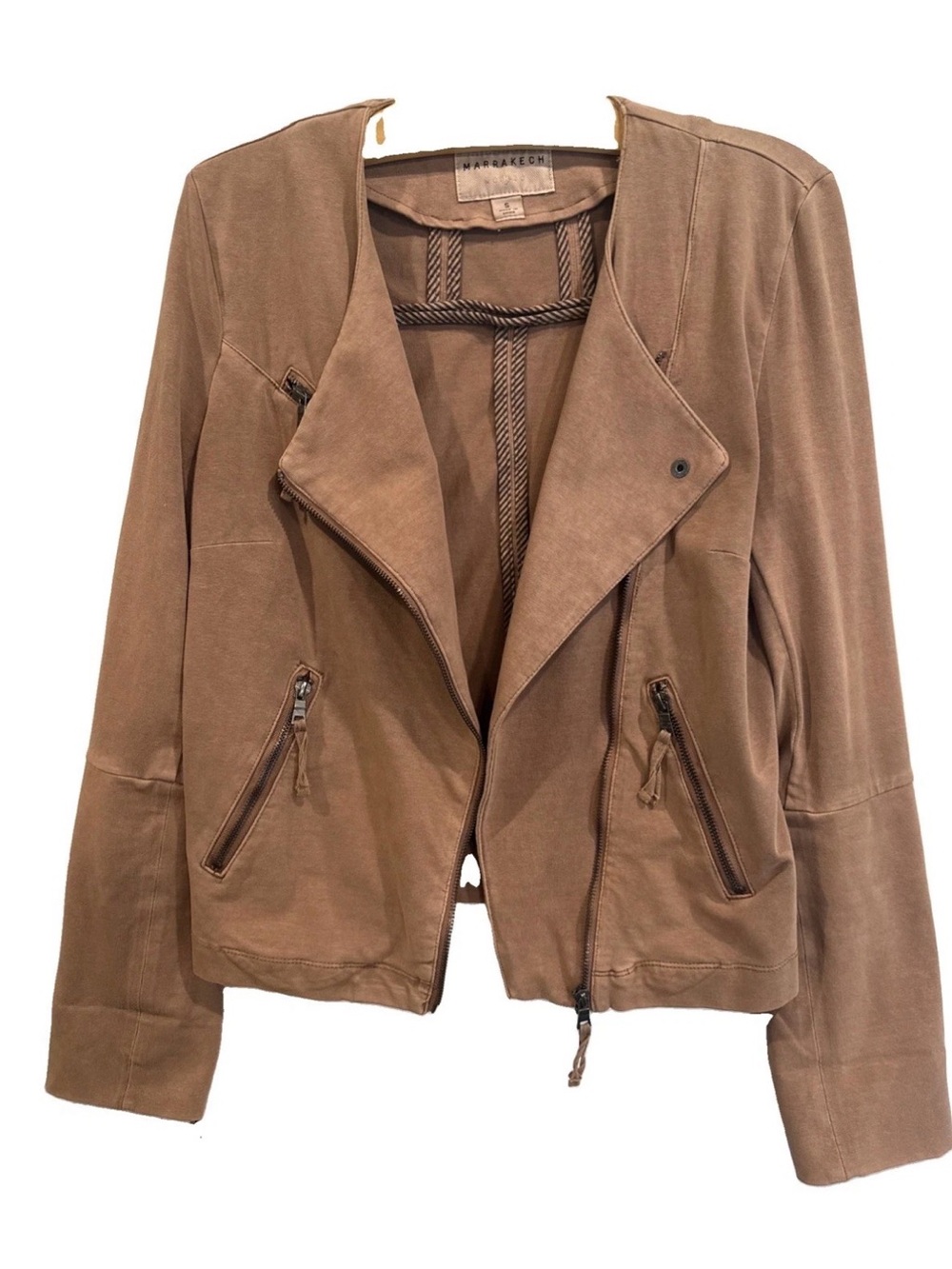 Marrakech Women's Brown Sueded Cotton Blend Bomber Jacket